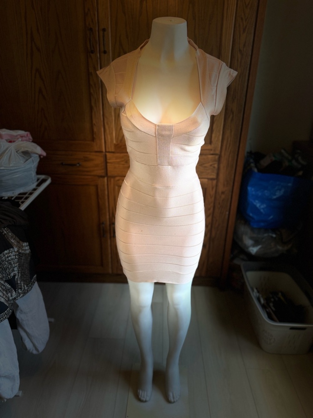French Connection Blush Peach Bandage Dress